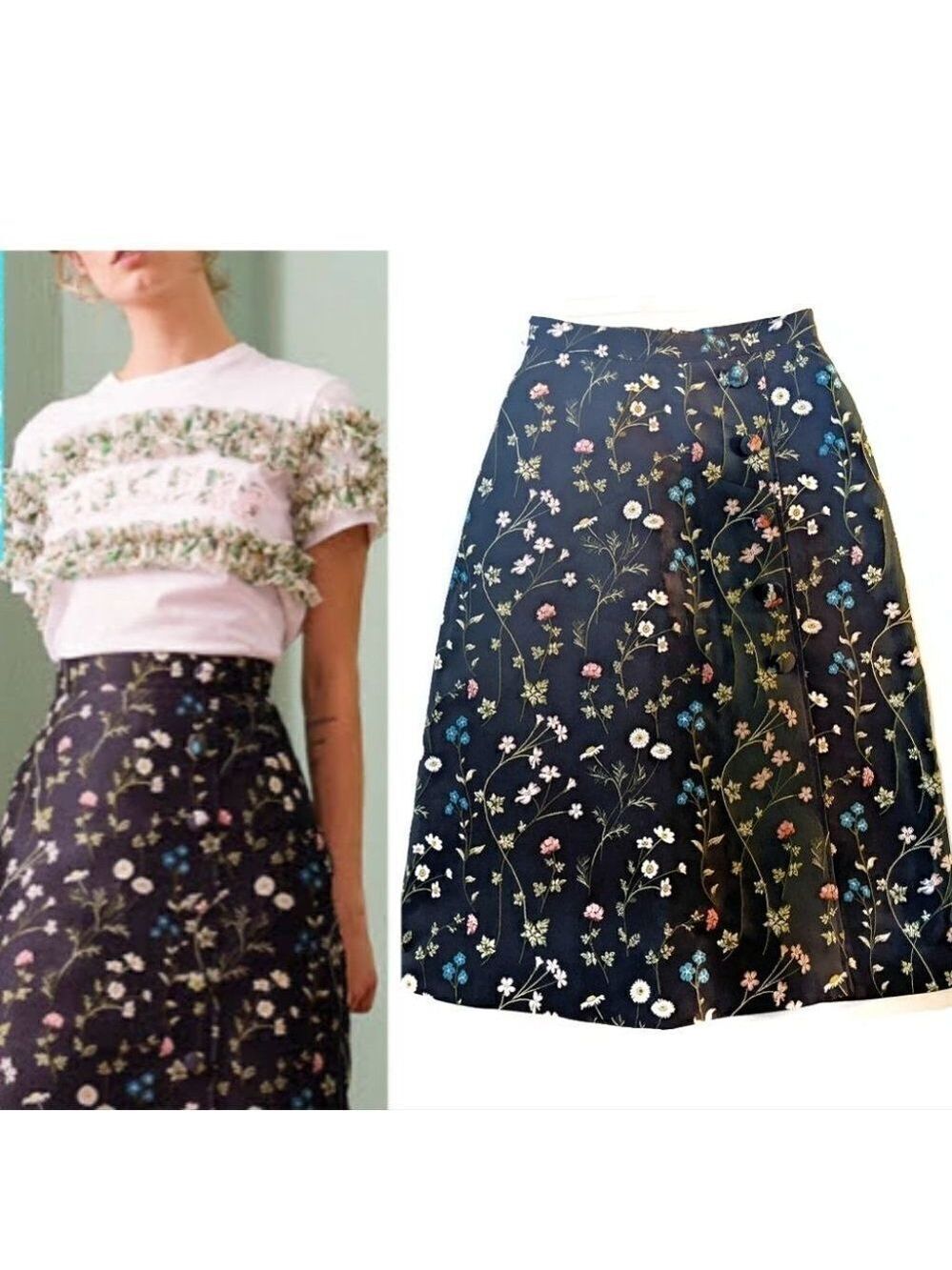 GIUSEPPE Di Morabito | Floral Jacquard A-line Skirt